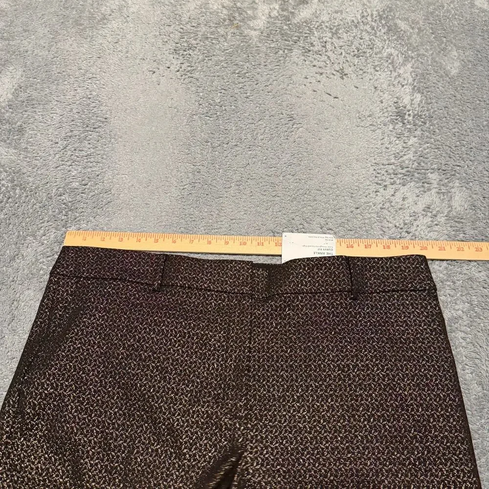 Ann Taylor Pants Womens 16 (40x27.5) Gold Black Sparkle Ankle Curvy Dress